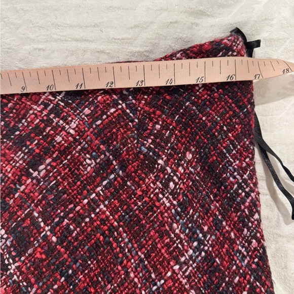 Giorgio fiorlini red pink black Tweed Jacket & Skirt Set fringe Y2K powersuit - Picture 6 of 9